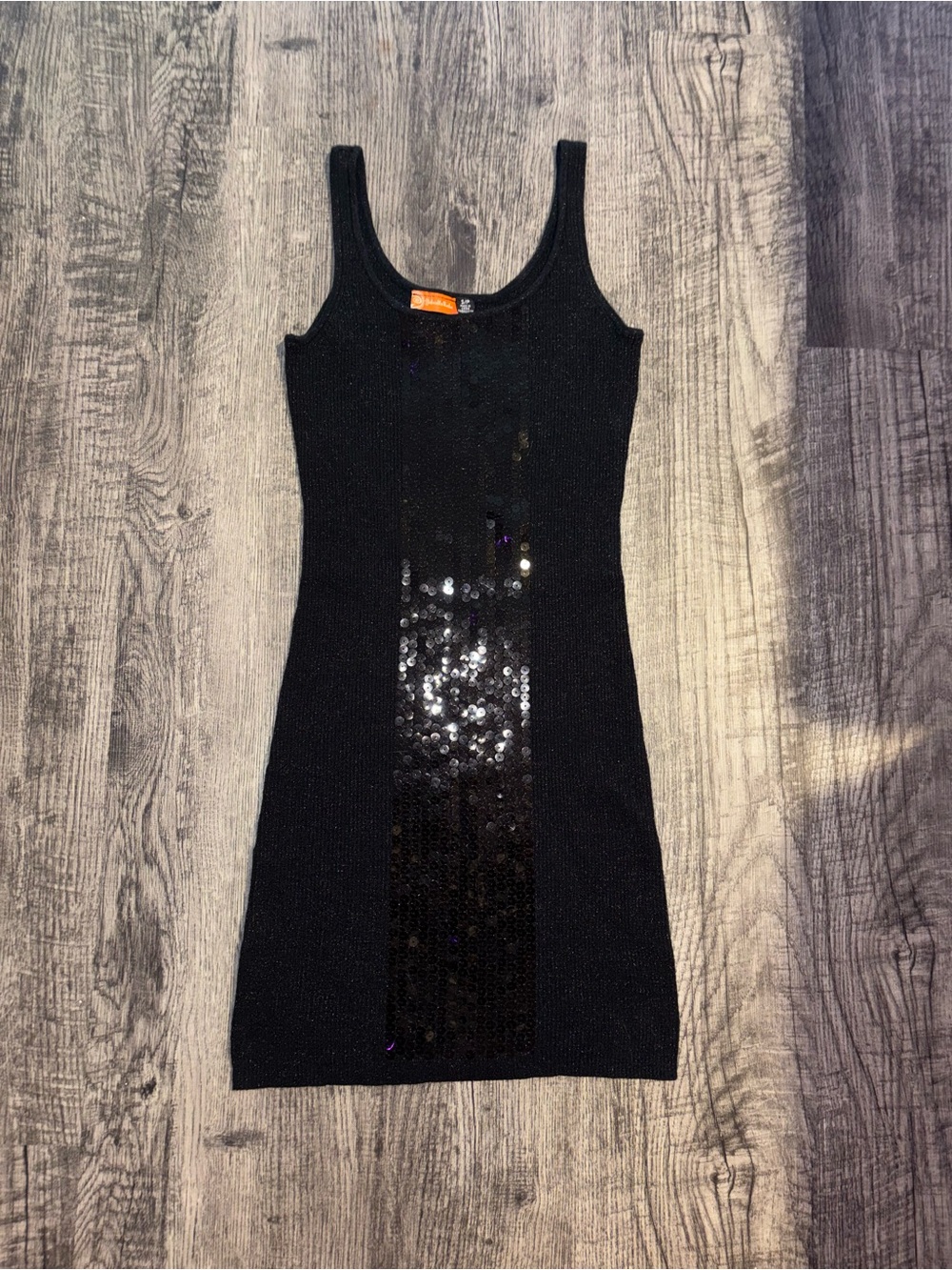 Gabriella Rocha Black Knit Mini Dress with Center Sequin Panel Size Small